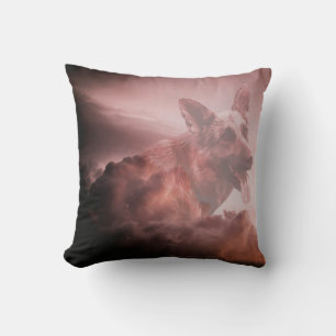 German Shepherd Dog Clouds Heaven Art Portrait GSD Throw Pillow
