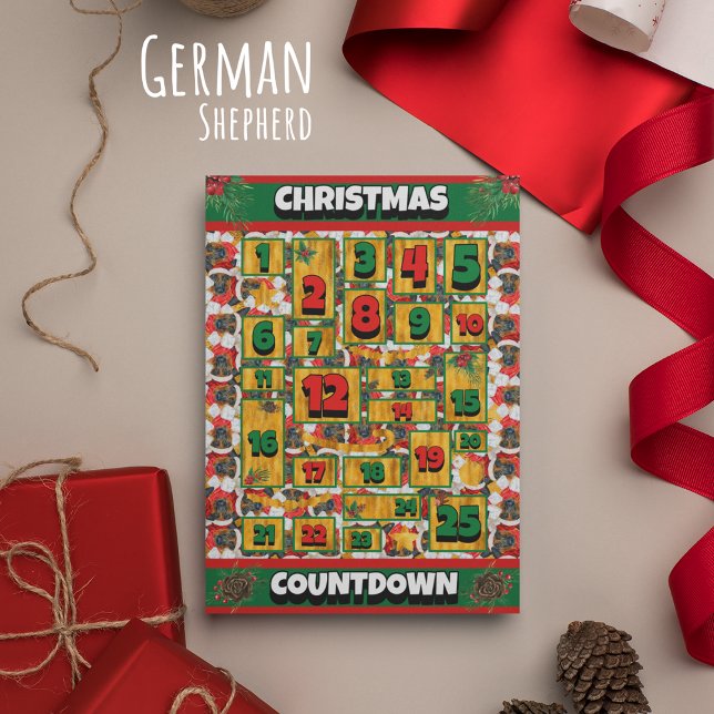 German Shepherd Dog Countdown Christmas Advent Holiday Card (Creator Uploaded)