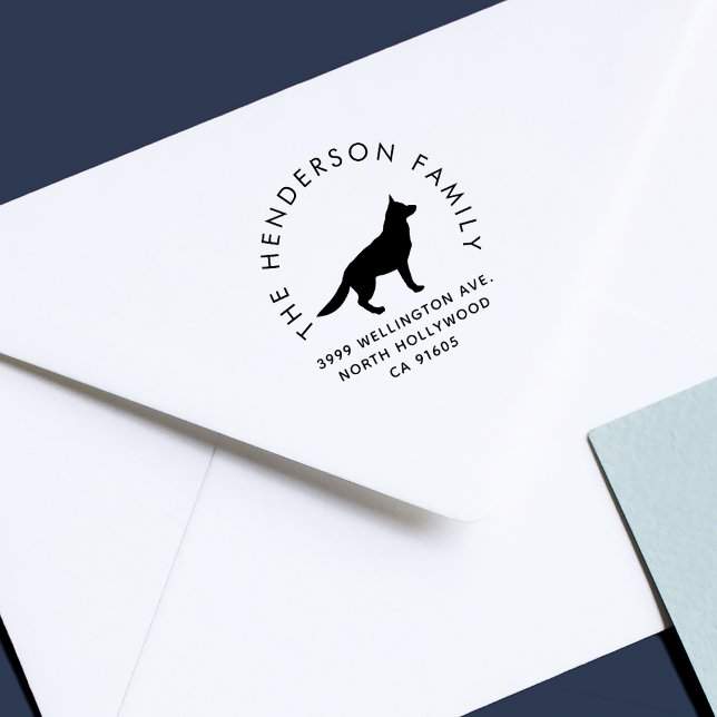 German Shepherd Dog Custom Family Return Address Rubber Stamp (Creator Uploaded)