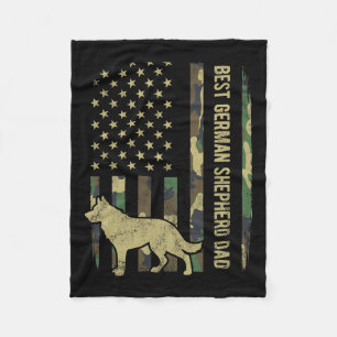 German Shepherd Dog Dad Camouflage American Flag  Fleece Blanket