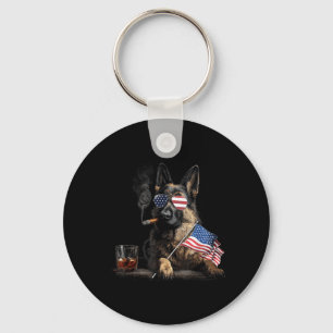 German Shepherd Dog Dad Patriotic Aamerican Flag Keychain