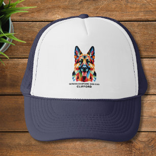German Shepherd Dog Dad Personalized Polygonal Trucker Hat
