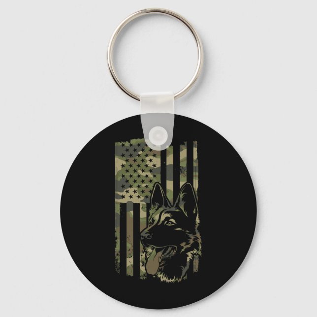 German Shepherd Dog - Dog Lover Shepherd Usa Flag  Keychain (Front)