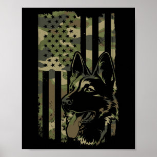 German Shepherd Dog - Dog Lover Shepherd Usa Flag  Poster