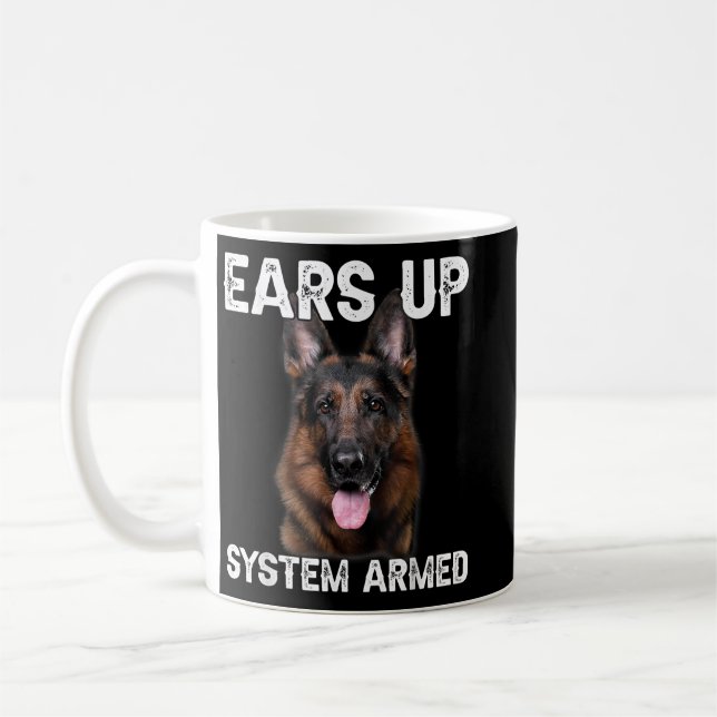 German Shepherd Dog Ears Up System Armed Coffee Mug (Left)