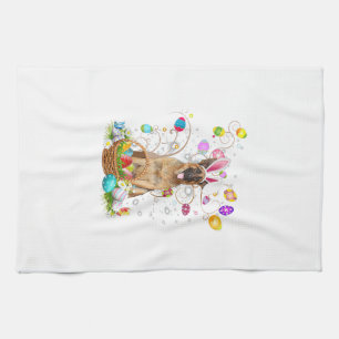 German Shepherd Dog Easter Egg Hunting Basket East Kitchen Towel