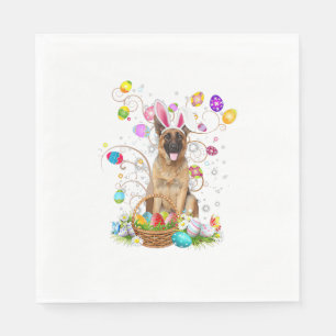 German Shepherd Dog Easter Egg Hunting Basket East Napkin