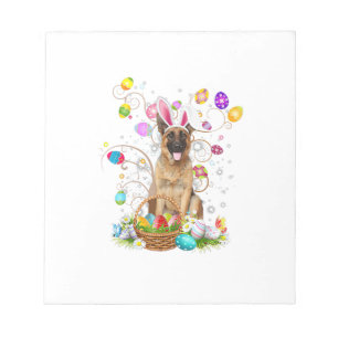 German Shepherd Dog Easter Egg Hunting Basket East Notepad