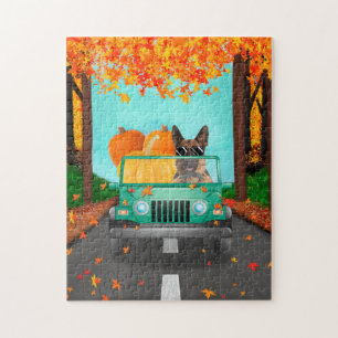 German Shepherd Dog Fall Pumpkin Jigsaw Puzzle