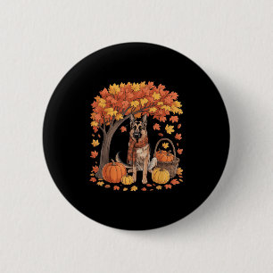 German Shepherd Dog Fall Scarf Pumpkin Autumn Than 2 Inch Round Button