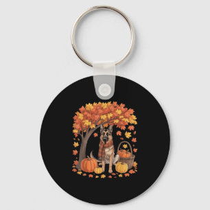 German Shepherd Dog Fall Scarf Pumpkin Autumn Than Keychain