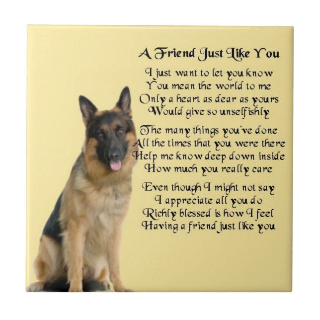 German Shepherd Dog Friend Poem Tile (Front)