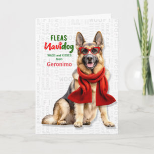 German Shepherd Dog Funny Fleas NaviDOG Holiday Card