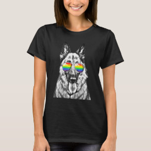 German Shepherd Dog Gay Pride Flag Sunglasses Lgbt T-Shirt