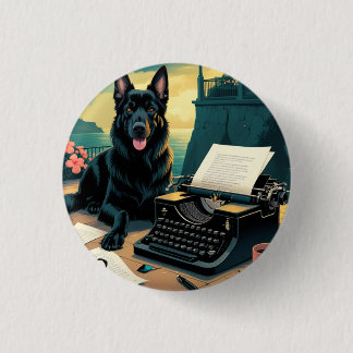 German Shepherd Dog gentleman vintage 1 Inch Round Button