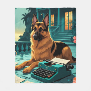 German Shepherd Dog gentleman vintage Fleece Blanket