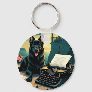 German Shepherd Dog gentleman vintage Keychain