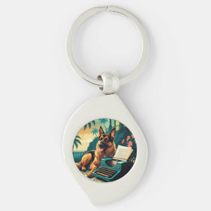 German Shepherd Dog gentleman vintage Keychain