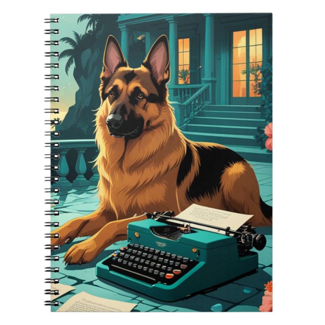 German Shepherd Dog gentleman vintage  Notebook (Front)