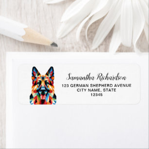 German Shepherd Dog Geometric Return Address Label