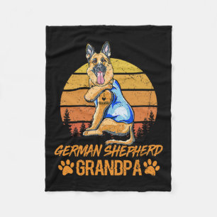 German Shepherd Dog Grandpa Paw Dad Fathers Day  Fleece Blanket
