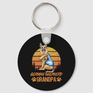 German Shepherd Dog Grandpa Paw Dad Fathers Day Keychain