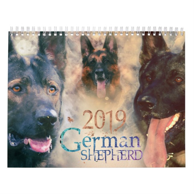German Shepherd Dog GSD 2019 - Watercolor Calendar (Cover)