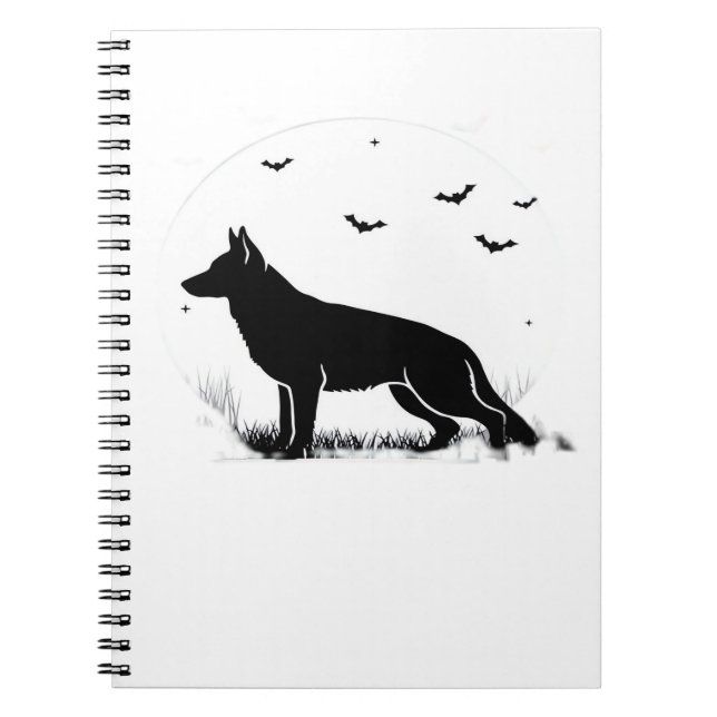 German Shepherd Dog – Halloween Moon Silhouette Cl Notebook (Front)