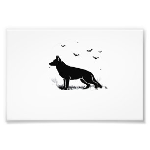 German Shepherd Dog � Halloween Moon Silhouette Cl Photo Print