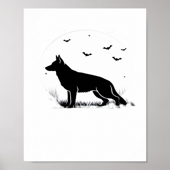 German Shepherd Dog – Halloween Moon Silhouette Cl Poster (Front)