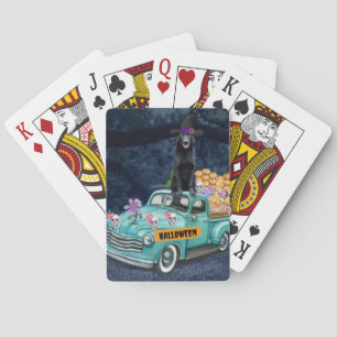 German Shepherd Dog Halloween Truck Scary Night Playing Cards