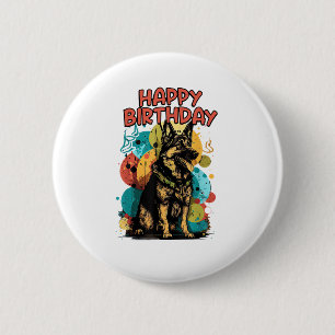 German Shepherd Dog Happy Birthday Party Shep Clot 2 Inch Round Button