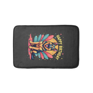 German Shepherd Dog Happy Birthday Party Shep Clot Bath Mat