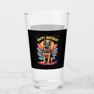 German Shepherd Dog Happy Birthday Party Shep Clot Glass