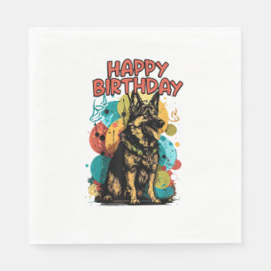 German Shepherd Dog Happy Birthday Party Shep Clot Napkin