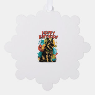 German Shepherd Dog Happy Birthday Party Shep Clot Ornament Card