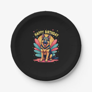 German Shepherd Dog Happy Birthday Party Shep Clot Paper Plate
