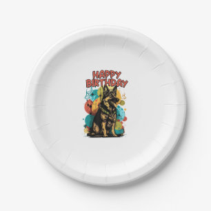German Shepherd Dog Happy Birthday Party Shep Clot Paper Plate