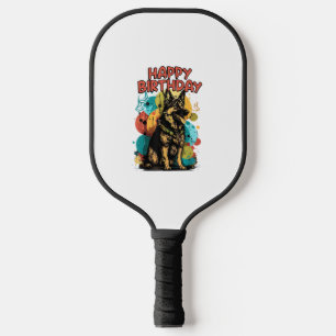 German Shepherd Dog Happy Birthday Party Shep Clot Pickleball Paddle