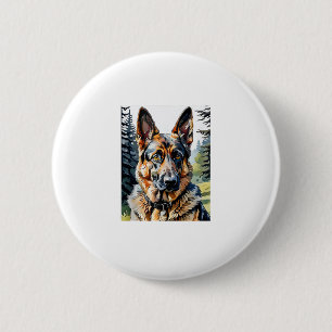 German Shepherd Dog Head Portrait Dog Lover Pet Ow 2 Inch Round Button