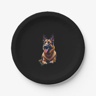 German Shepherd Dog Head Portrait Dog Lover Pet Ow Paper Plate
