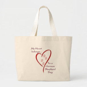 German Shepherd Dog Heart Belongs Large Tote Bag