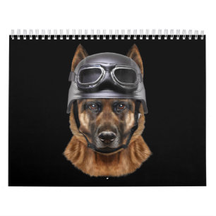 German Shepherd Dog Helmet Gift For Biker In Motor Calendar