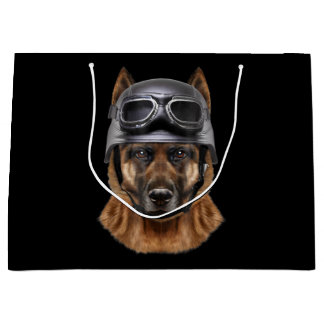 German Shepherd Dog Helmet Gift For Biker In Motor Large Gift Bag