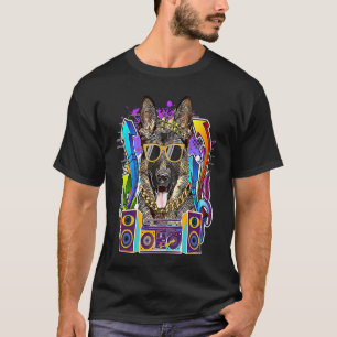 German Shepherd Dog Hip Hop 90s Rap Music T-Shirt