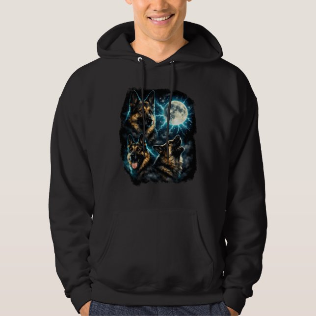 German shepherd dog  howling at the moon hoodie (Front)
