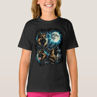 German shepherd dog  howling at the moon T-Shirt