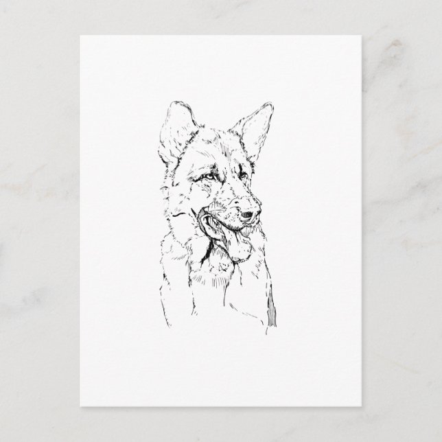 German Shepherd, Dog Illustration Personalized Postcard (Front)