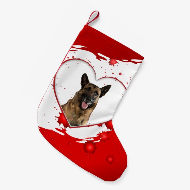 German Shepherd Dog in a Heart Christmas Stocking (Front (Hanging))