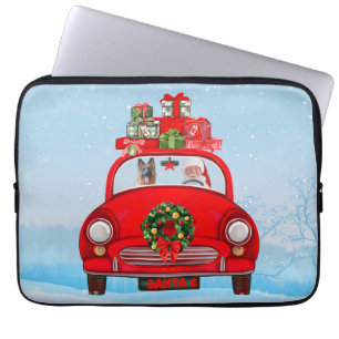 German Shepherd Dog In Car With Santa Claus Laptop Sleeve